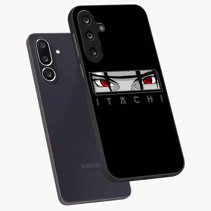 Scarlet Gaze Dominance Glass Case displayed in angled mockup highlighting intense visual design with bold scarlet aesthetic.