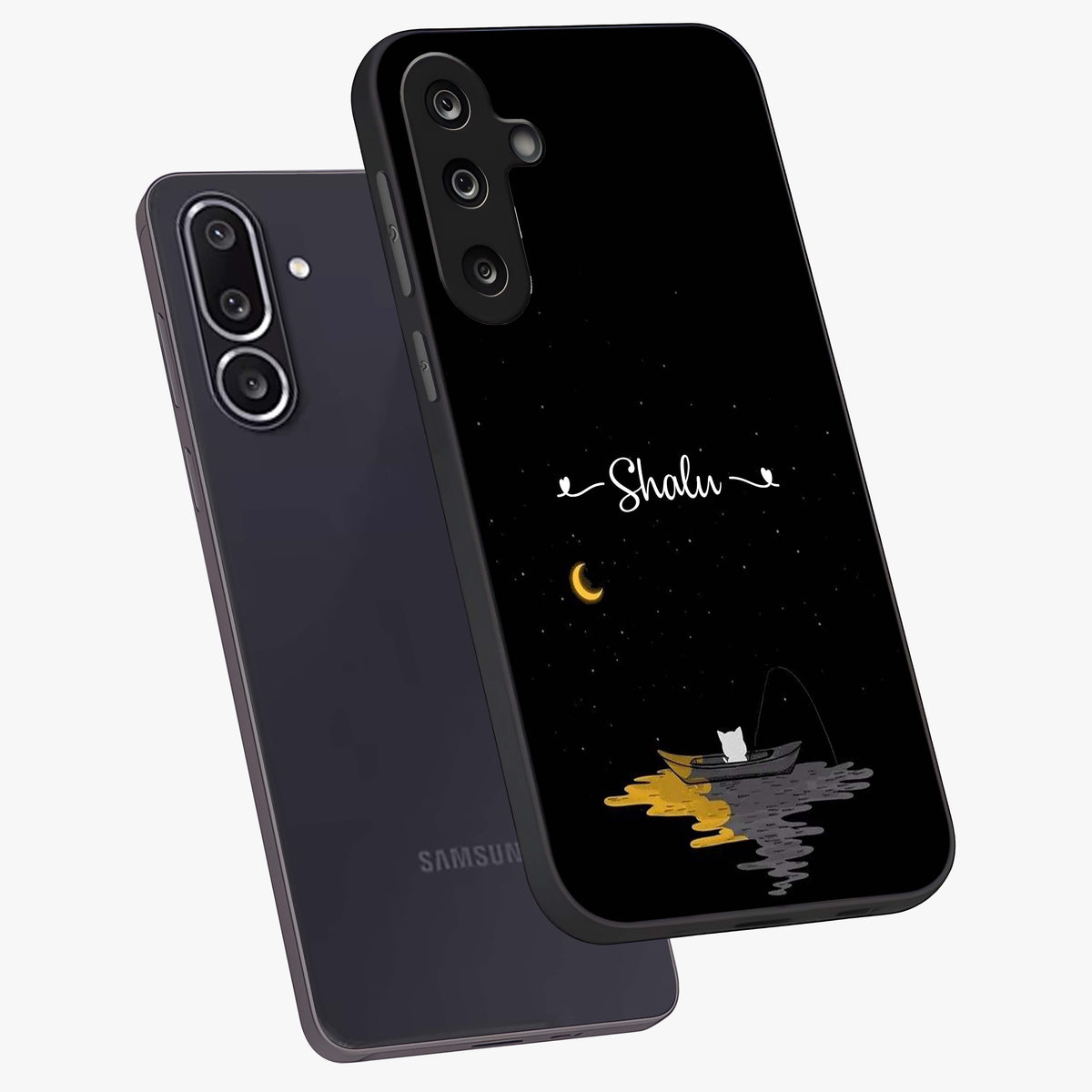 Silent Night Row Glass Case displayed in angled mockup highlighting peaceful evening design with dreamy night aesthetic.