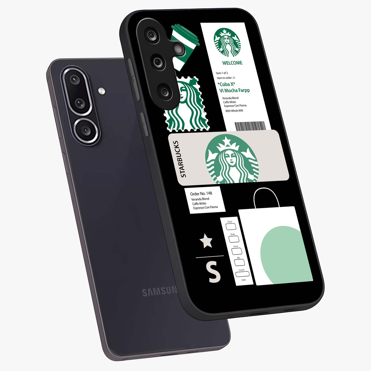 Starbucks Mocha Glass Case displayed in angled mockup highlighting stylish mocha themed design with cozy café aesthetic.
