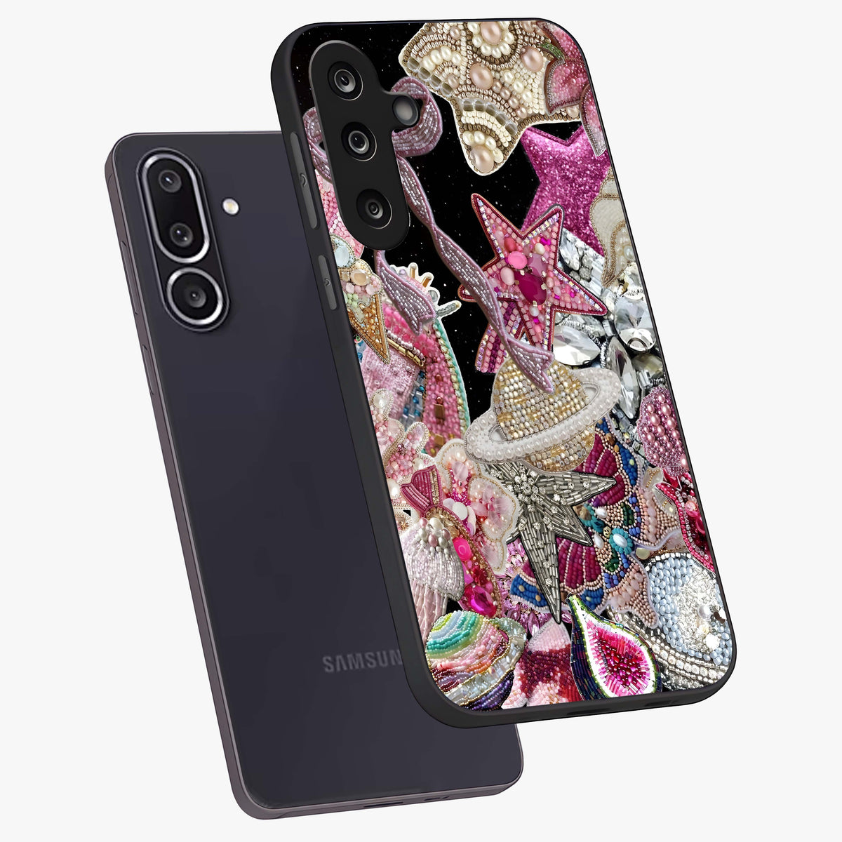 Starlit Jewel Dream Glass Case displayed in angled mockup highlighting glowing celestial jewel design with dreamy aesthetic.