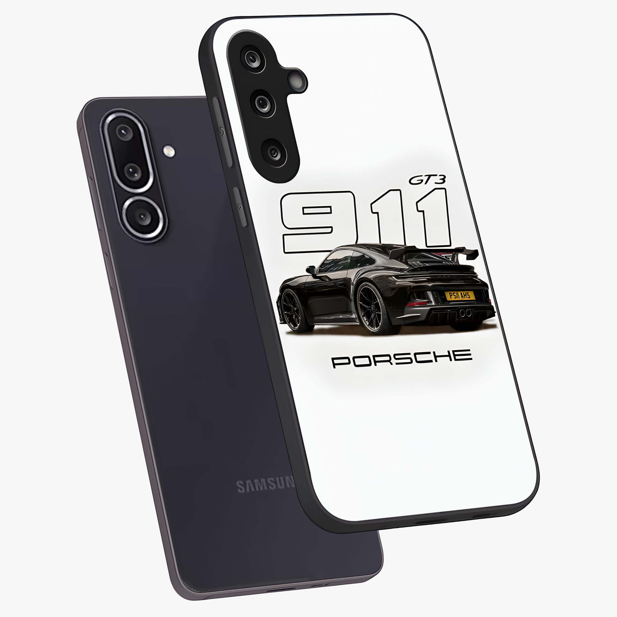 Turbo Legacy Icon Glass Case displayed in angled mockup highlighting dynamic automotive design with performance aesthetic.