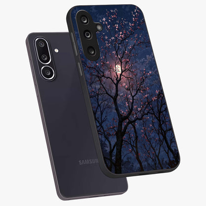Twilight Sakura Serenade Glass Case displayed in angled mockup highlighting delicate sakura flower design with dreamy aesthetic.
