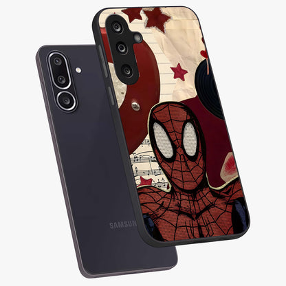 Web Warrior Vibes Glass Case displayed in angled mockup highlighting dynamic web design with comic style aesthetic.