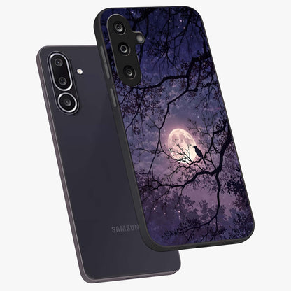 Whispering Moon Silence Glass Case displayed in angled mockup highlighting calm lunar design with dreamy night aesthetic.
