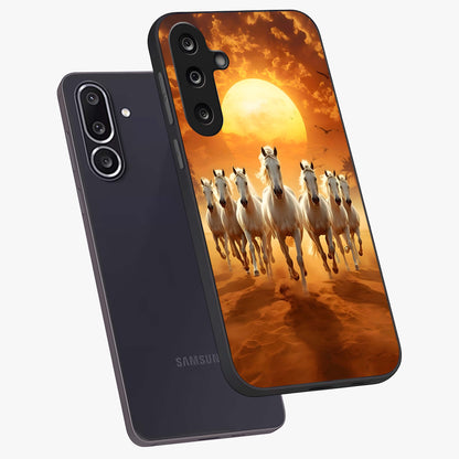 Wild Sunset Majesty Glass Case displayed in angled mockup highlighting vibrant sunset sky design with scenic aesthetic.