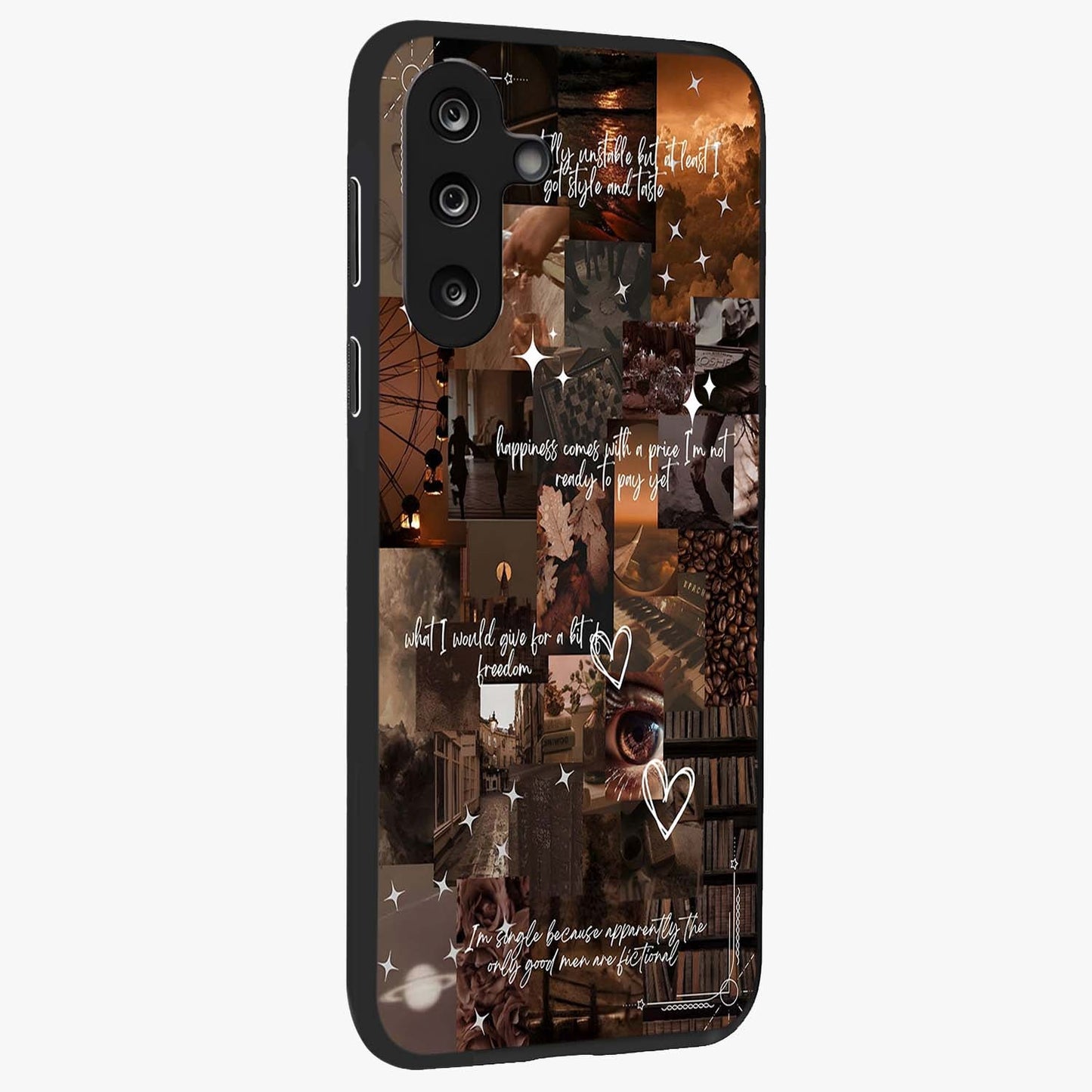 Bittersweet Aesthetic Chaos Glass Case upright view showcasing bold artistic chaos design with modern aesthetic style.