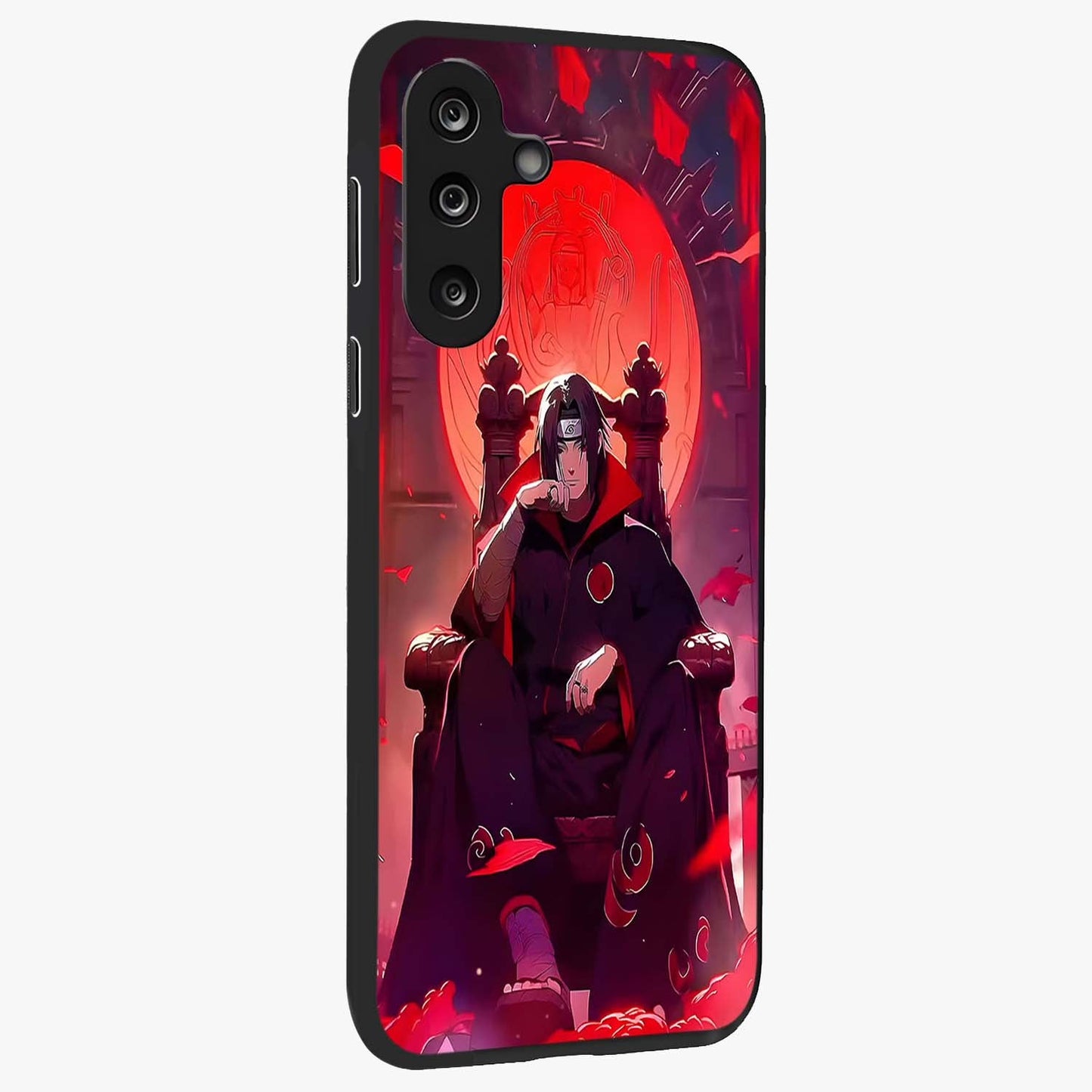 Blood Moon Sovereign Glass Case upright view showcasing powerful moon inspired artwork with cosmic aesthetic style.