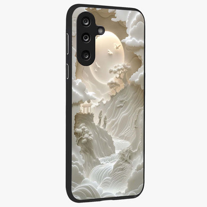 Celestial Origami Glass Case upright view showcasing creative origami artwork with modern celestial style.