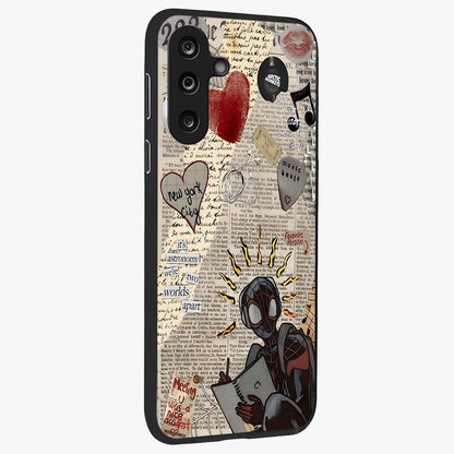 City Dream Sketch Glass Case upright view showcasing urban skyline artwork with stylish hand drawn design.