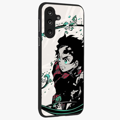 Demon Slayer Glass Case upright view showcasing powerful anime artwork with intense warrior theme.