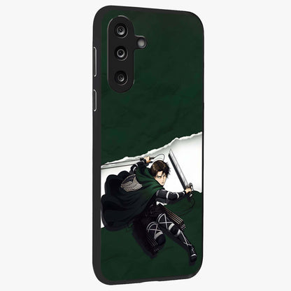 Emerald War Vanguard Glass Case upright view showcasing dramatic warrior artwork with bold fantasy theme.