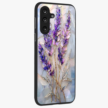 Lavender Dream Glow Glass Case upright view showcasing radiant lavender glow artwork with calming dreamy theme.