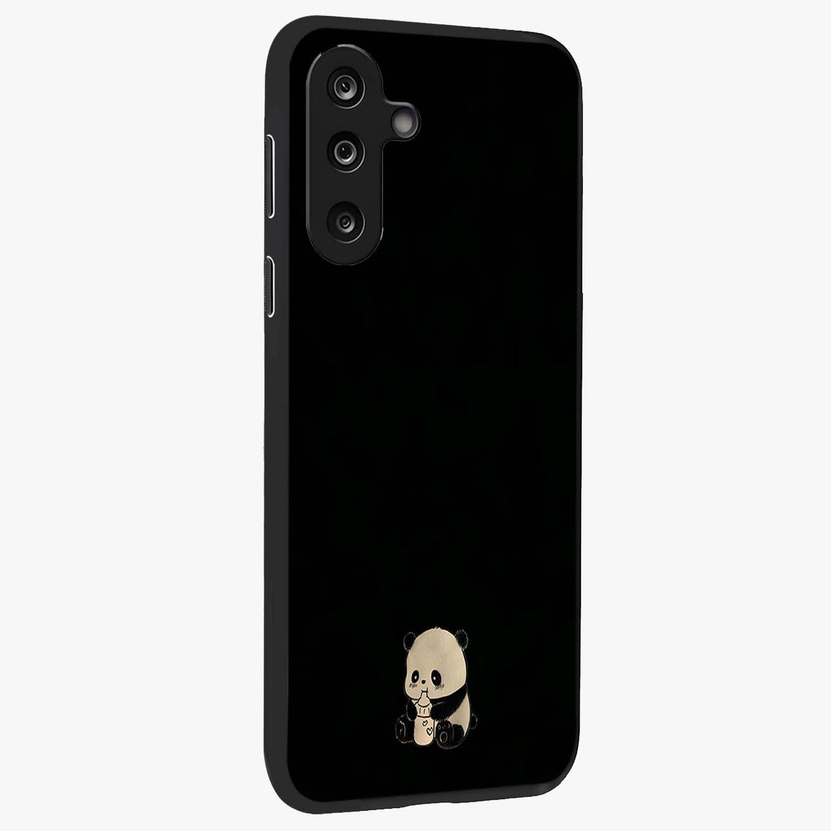 Midnight Panda Love Glass Case upright view showcasing charming panda artwork with playful romantic theme.