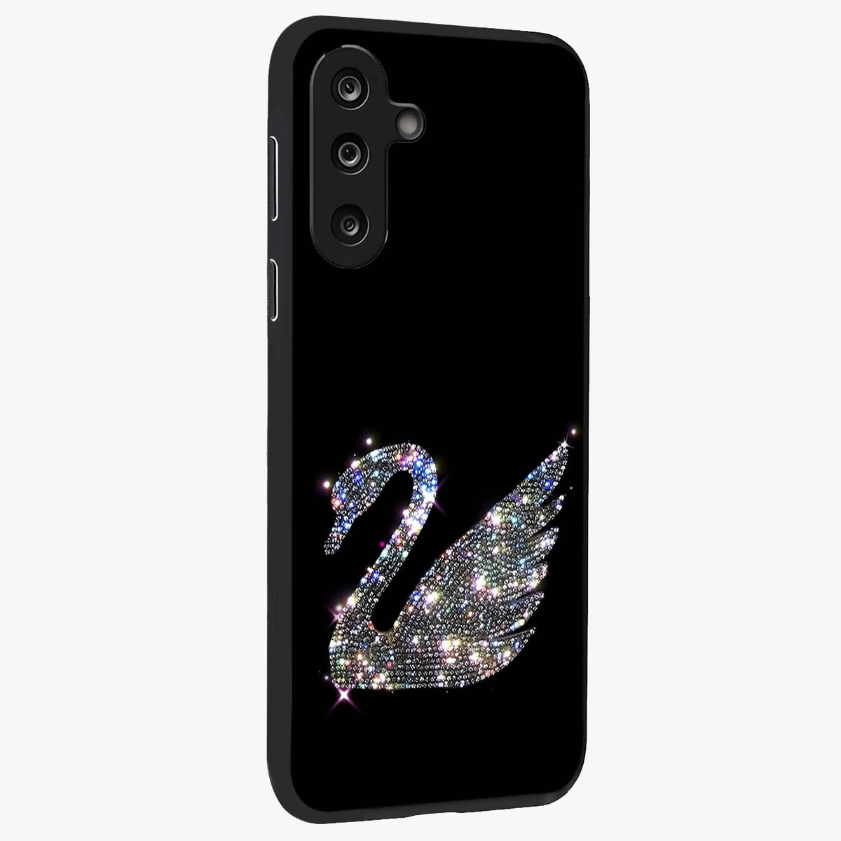 Starlit Swan Grace Glass Case upright view showcasing beautiful swan artwork with peaceful night themed design.