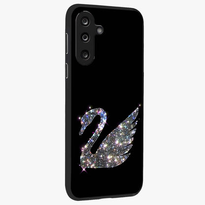 Starlit Swan Grace Glass Case upright view showcasing beautiful swan artwork with peaceful night themed design.