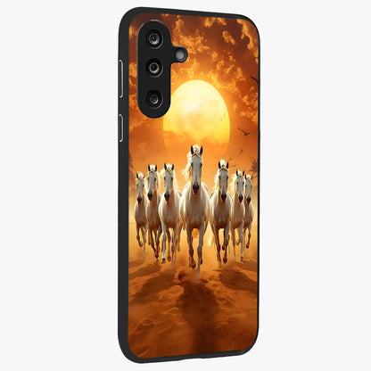 Wild Sunset Majesty Glass Case upright view showcasing dramatic sunset artwork with bold nature theme.