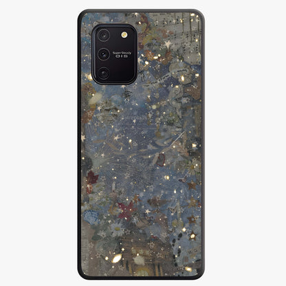 Aesthetic Astrolophia Glass Case showing flat back view with dreamy aesthetic design and glossy glass finish.