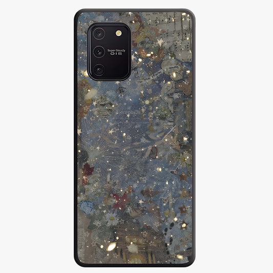 Aesthetic Astrolophia Glass Case showing flat back view with dreamy aesthetic design and glossy glass finish.