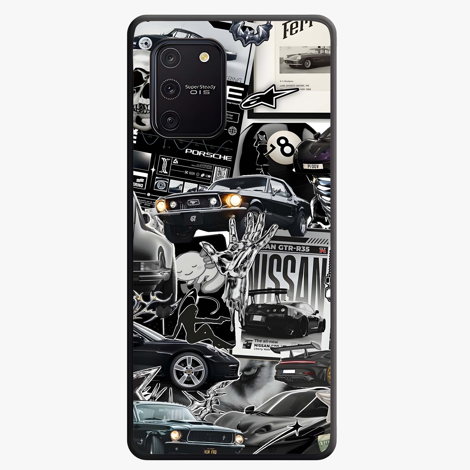 Aesthetic Dark Love Glass Case showing flat back view with dark romantic artwork and glossy glass finish.