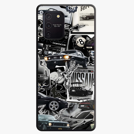 Aesthetic Dark Love Glass Case showing flat back view with dark romantic artwork and glossy glass finish.