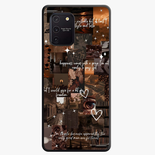 Bittersweet Aesthetic Chaos Glass Case showing flat back view with artistic chaotic aesthetic design and glossy glass finish.