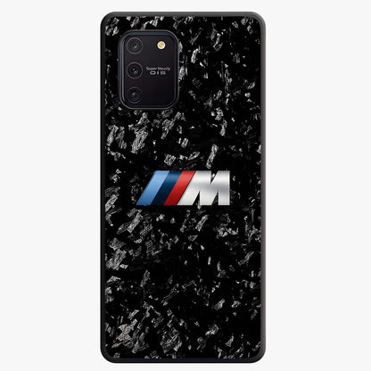 Carbon Speed Mark Glass Case showing flat back view with sporty carbon pattern artwork and glossy glass finish.