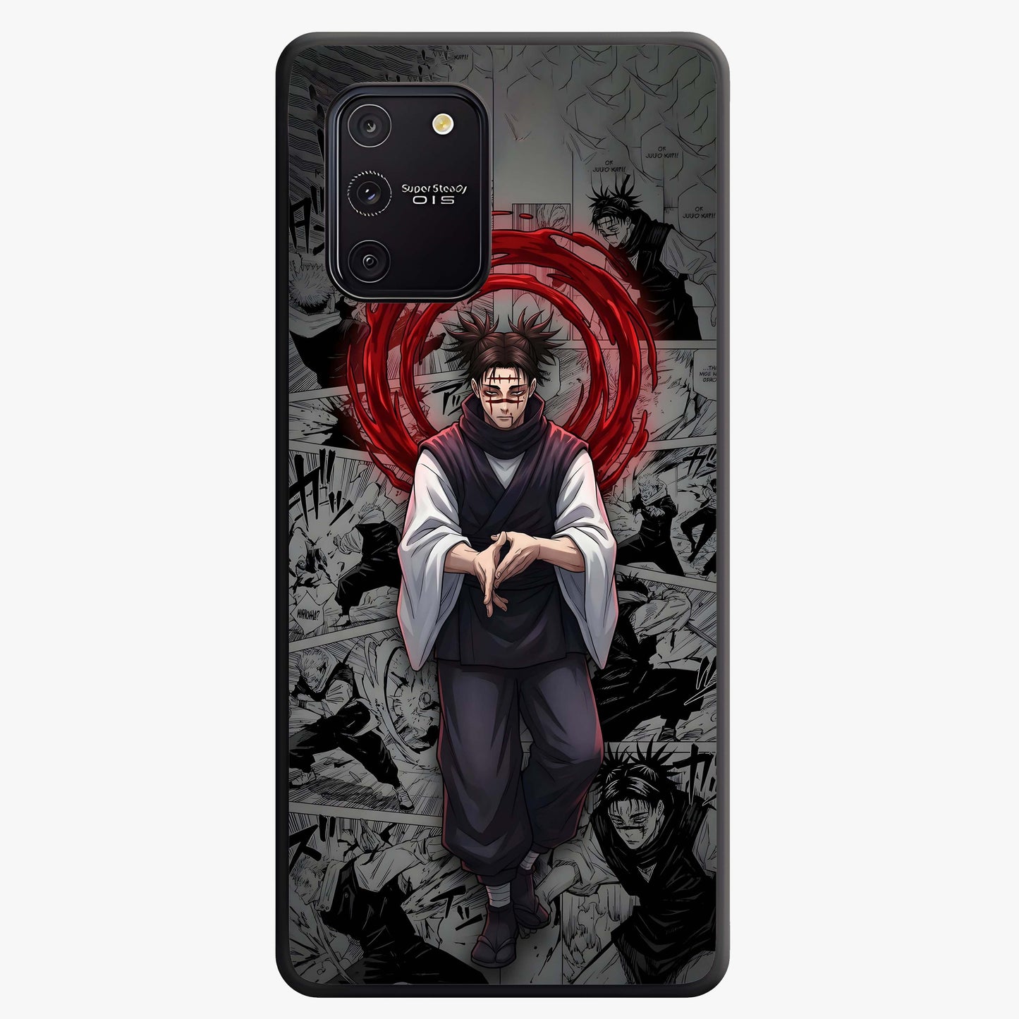 Cursed Ritual Ascension Glass Case showing flat back view with dark ritual themed artwork and glossy glass finish.