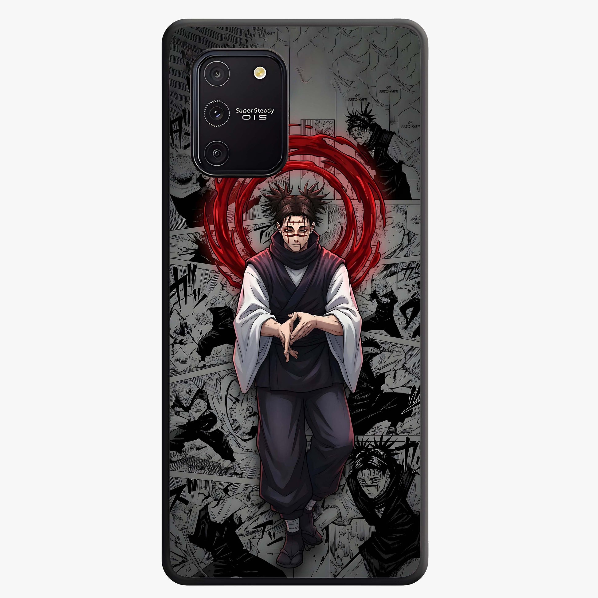 Cursed Ritual Ascension Glass Case showing flat back view with dark ritual themed artwork and glossy glass finish.