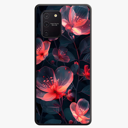 Dark Shade of Flower Glass Case showing flat back view with elegant dark floral artwork and glossy glass finish.