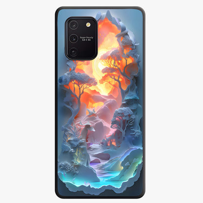 Glow Forest Portal Glass Case showing flat back view with glowing forest portal artwork and glossy glass finish.