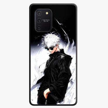 Limitless Shadow King Glass Case showing flat back view with powerful shadow warrior artwork and glossy glass finish.