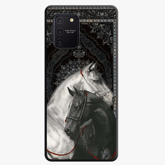 Majestic Ride Legacy Glass Case showing flat back view with powerful automotive inspired artwork and glossy glass finish.