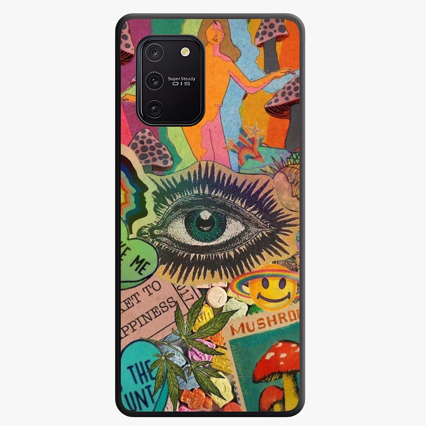 Mystic Eye Wonderland Glass Case showing flat back view with mystical eye themed artwork and glossy glass finish.