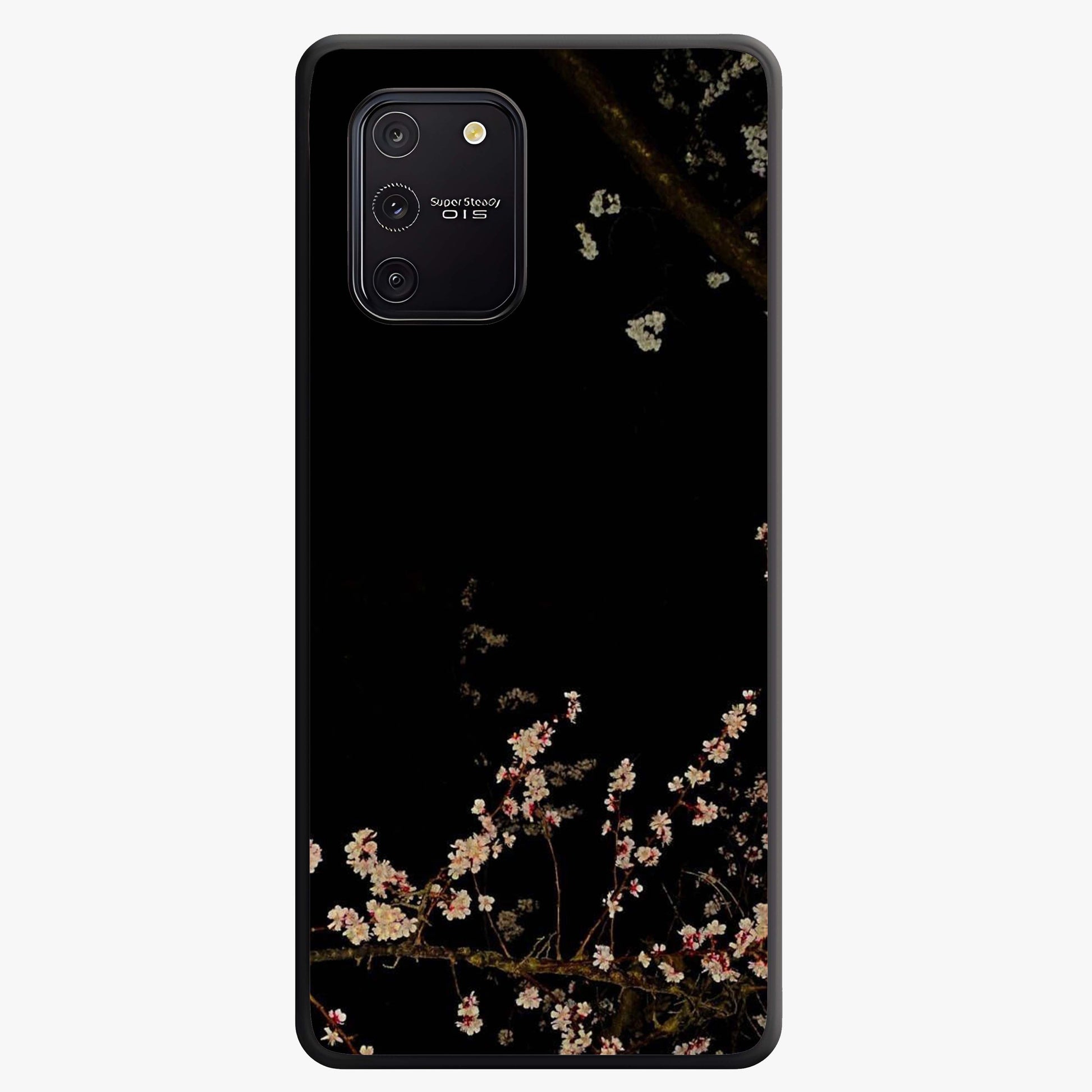 Petal Moon Light With Custom Name Glass Case showing flat back view with floral moonlight artwork and personalized name design.
