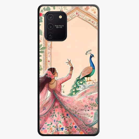 Royal Grace Muse Glass Case showing flat back view with elegant artistic artwork and glossy glass finish.