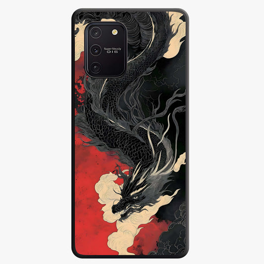 Shadow Dragon Fury Glass Case showing flat back view with fierce dragon artwork and glossy glass finish.