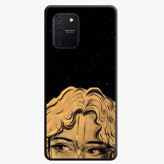 Shri Krishna Art Glass Case showing flat back view with devotional Krishna artwork and glossy glass finish.