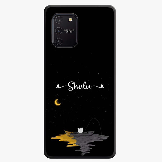 Silent Night Row Glass Case showing flat back view with calm night themed artwork and glossy glass finish.