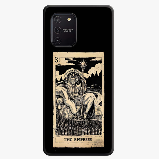 The Empress Glass Case showing flat back view with regal feminine artwork and glossy glass finish.