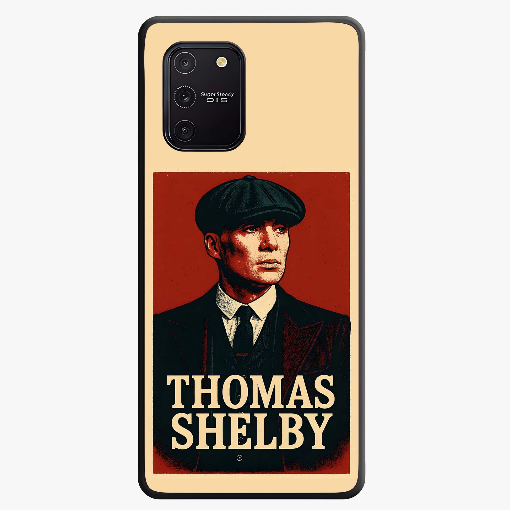 Vintage Mafia Authority Glass Case showing flat back view with bold vintage mafia inspired artwork and glossy glass finish.