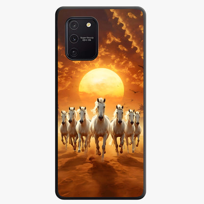 Wild Sunset Majesty Glass Case showing flat back view with majestic sunset landscape artwork and glossy glass finish.