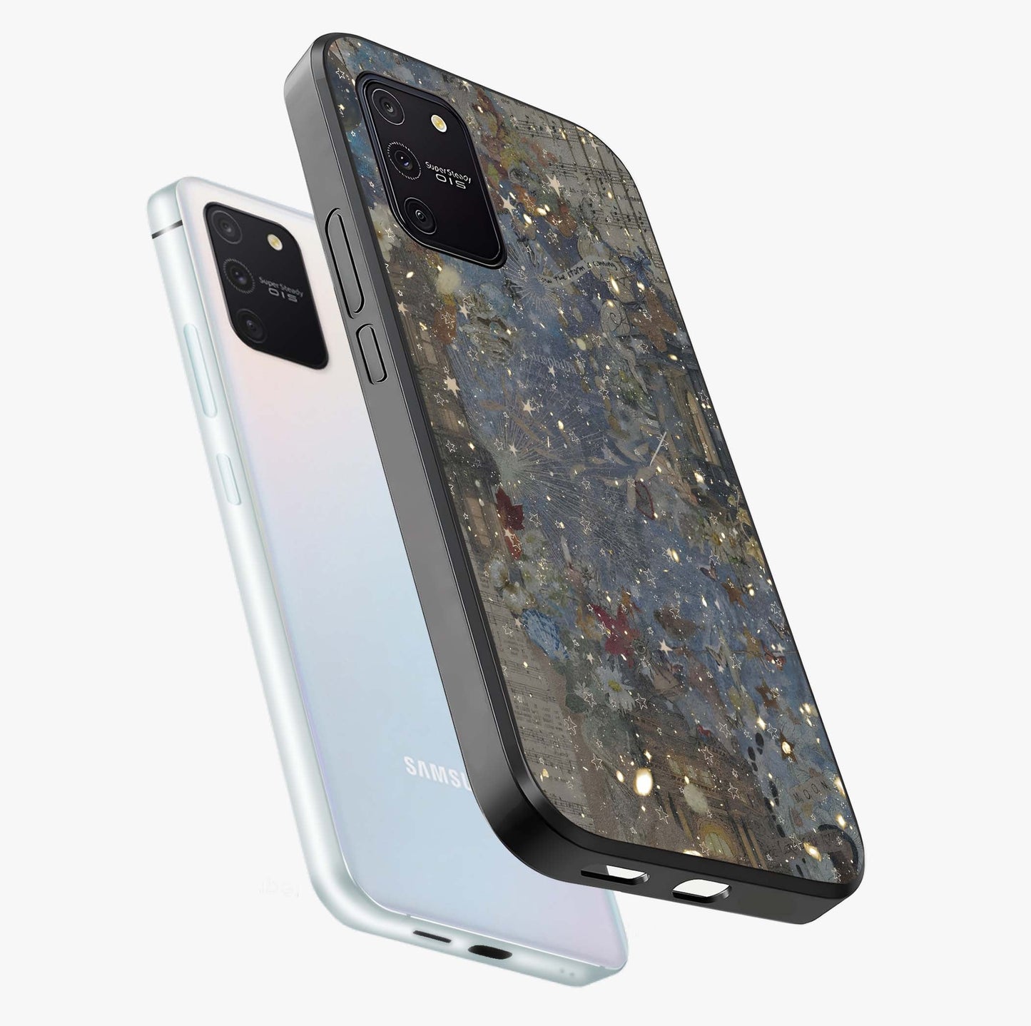 Aesthetic Astrolophia Glass Case displayed in angled mockup highlighting artistic aesthetic elements and smooth glass surface.