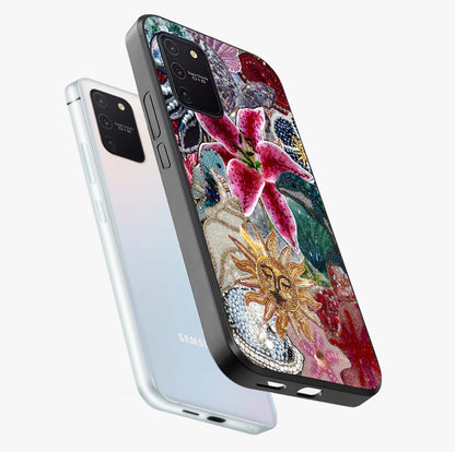 Beaded Garden Fantasy Glass Case displayed in angled mockup highlighting fantasy inspired floral bead pattern.