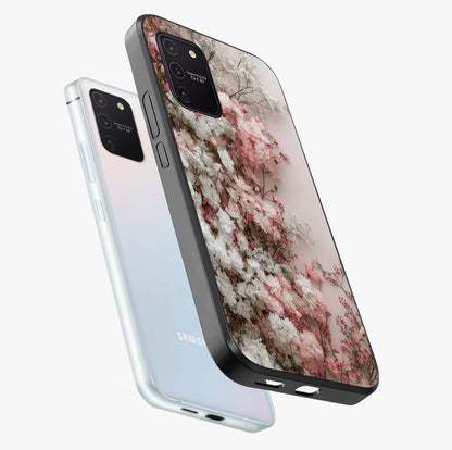 Blush Blossom Cloud Glass Case displayed in angled mockup highlighting soft cloud and blossom design with pastel aesthetic.