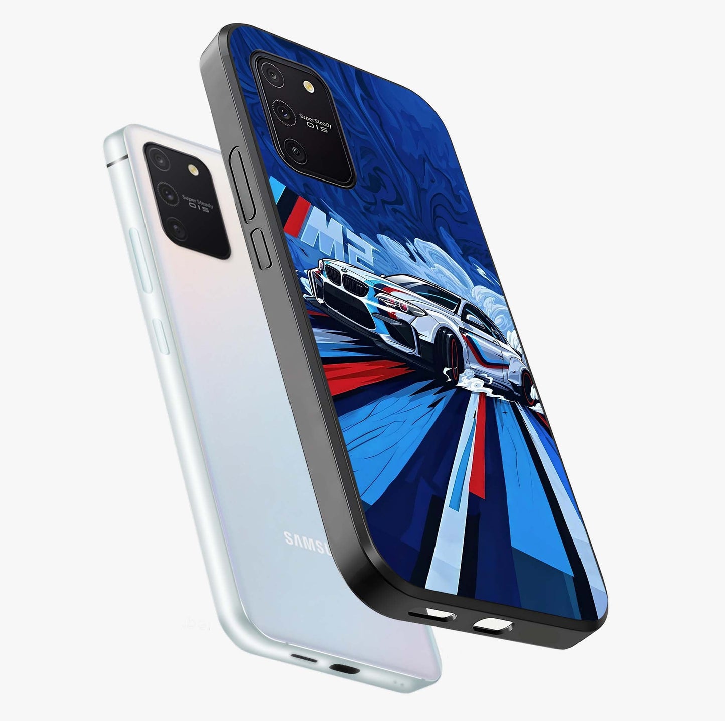 Drift Power Rush Glass Case displayed in angled mockup highlighting powerful drift car design with sporty aesthetic style.