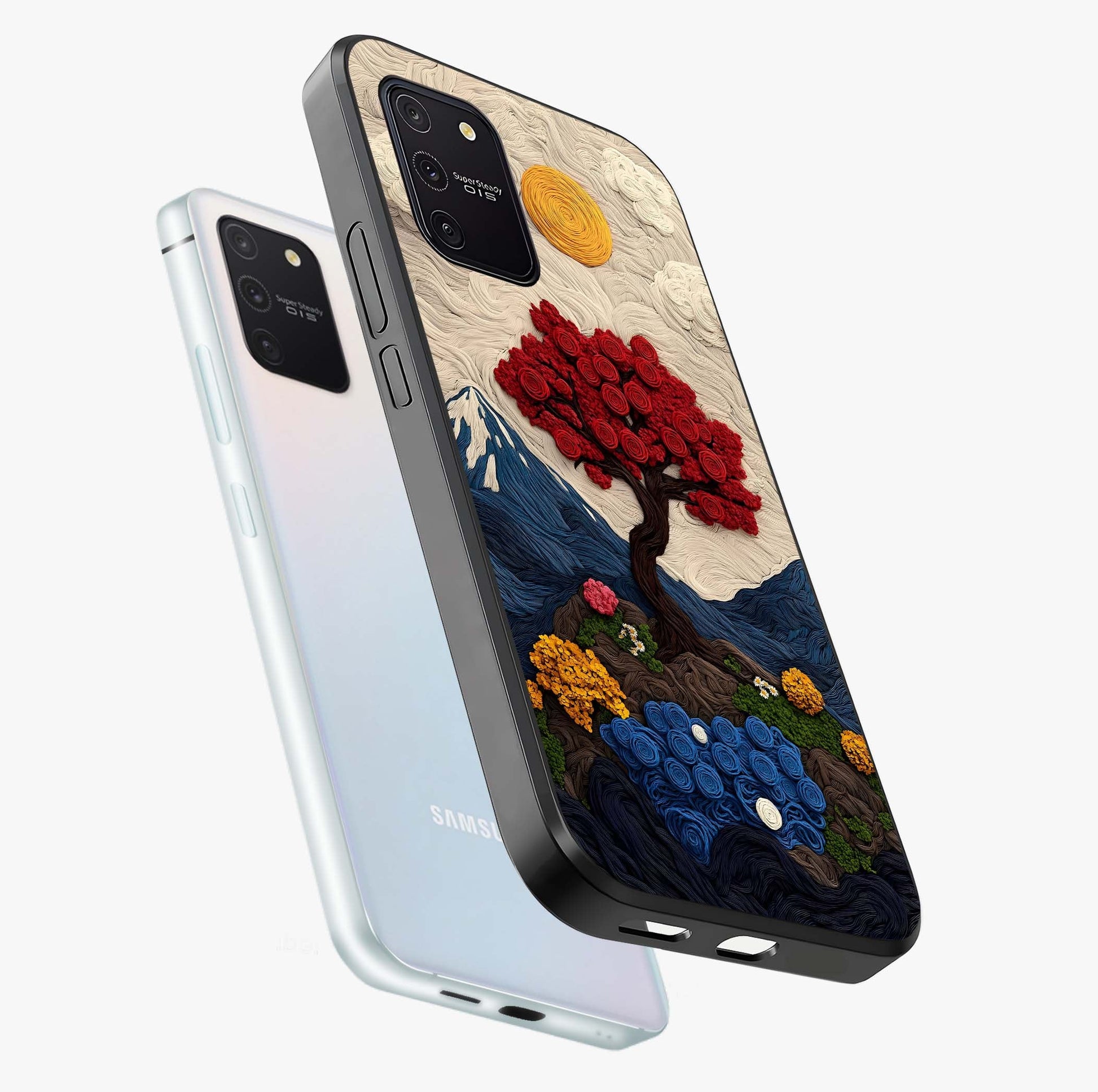 Eternal Nature Tapestry Glass Case displayed in angled mockup highlighting detailed botanical pattern with artistic aesthetic.