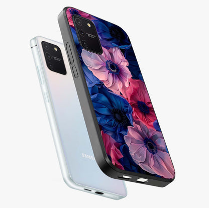 Flower Paper Art Pattern Glass Case displayed in angled mockup highlighting layered paper flower design with artistic aesthetic.