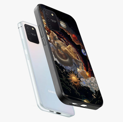 Galactic Divine God Glass Case displayed in angled mockup highlighting powerful celestial deity illustration with galactic aesthetic.