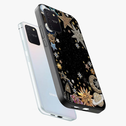 Galactic Jewel Stars Glass Case displayed in angled mockup highlighting shining celestial star design with cosmic aesthetic style.