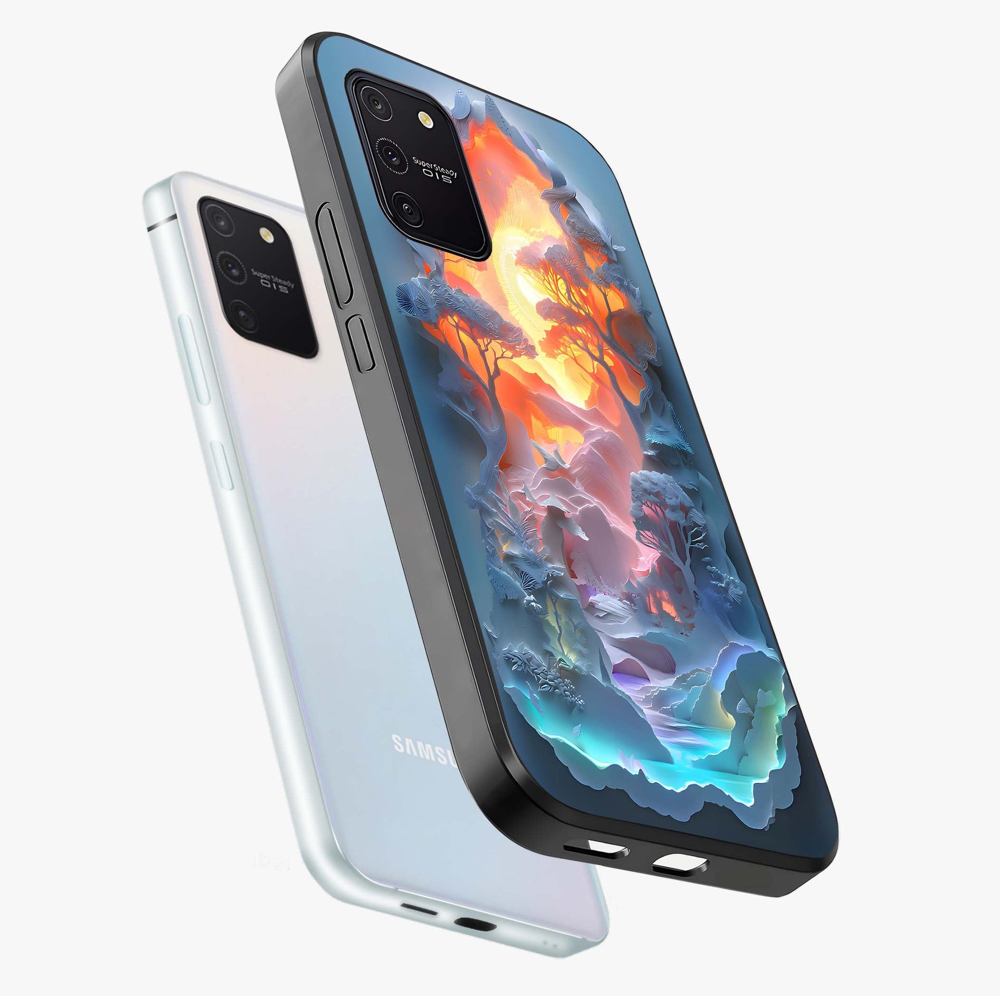 Glow Forest Portal Glass Case displayed in angled mockup highlighting mystical forest design with magical glowing aesthetic.